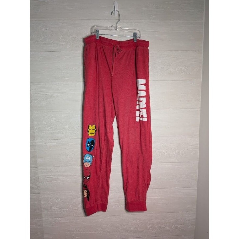 Marvel Comics Graphic Joggers Sweatpants Red Mad Engine Iron Man Spider Man XL